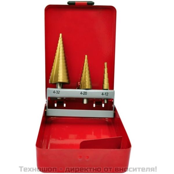 Комплект от 3 броя степенчати свредла HSS