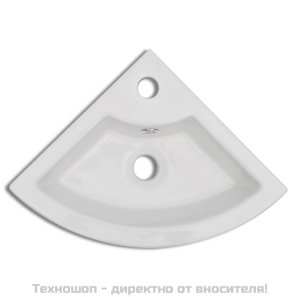 Мивка с преливник, 45x32x12,5 см, керамична, бяла