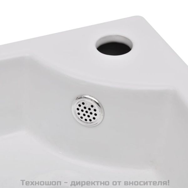 Мивка с преливник, 45x32x12,5 см, керамична, бяла