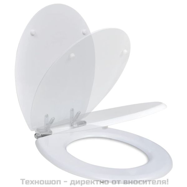 Тоалетна седалка МДФ капак с плавно затваряне изчистена бяла