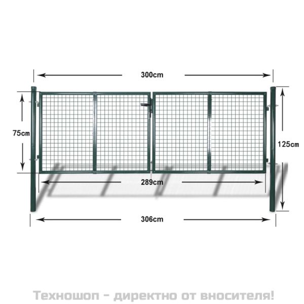 Градинска мрежеста ограда/порта, врата/стена, решетка, 300x75 см