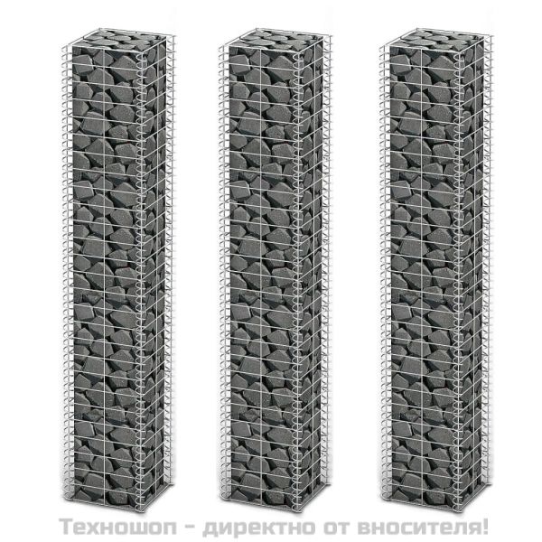 Комплект габиони, 3 бр, поцинкована тел, 25x25x150 см