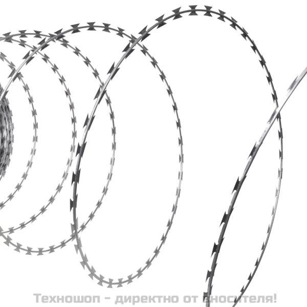 Бодлива тел тип бръснач Концертина, поцинкована стомана, 100 м