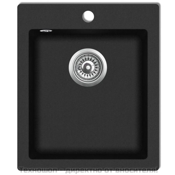 Кухненска мивка за над плот, единична, черен гранит