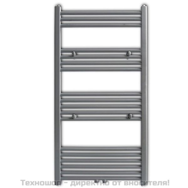 Сива лира за баня, централно отопление, права, 600x1160 мм