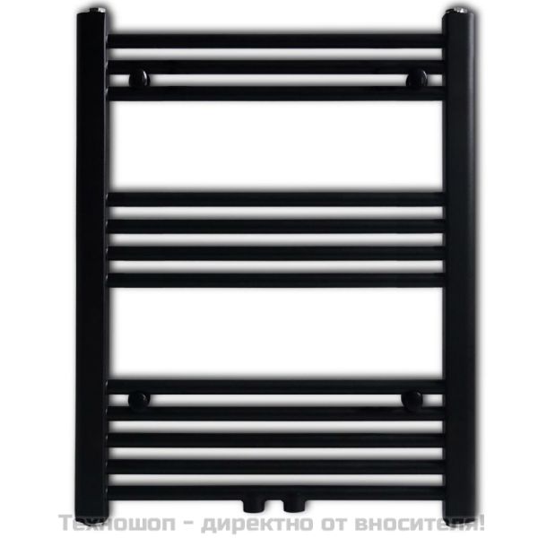Черна лира за баня, централно отопление, права, 600x764 мм