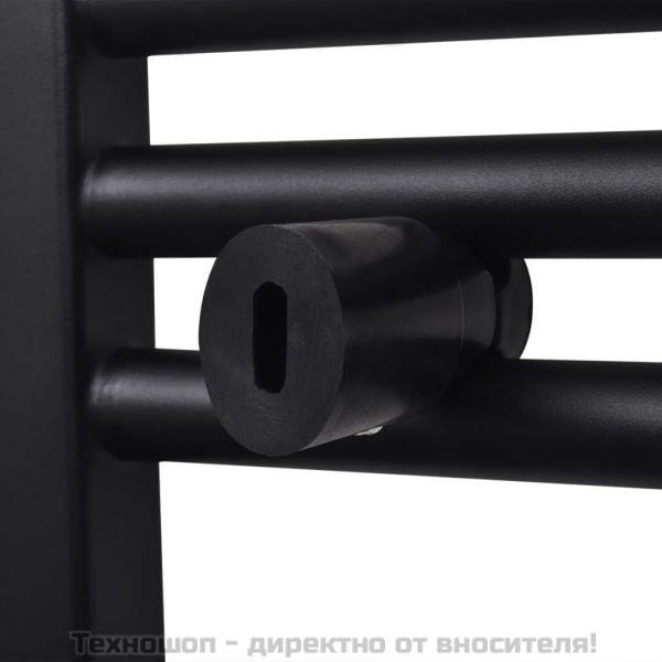 Черна лира за баня, централно отопление, извита, 480x480 мм