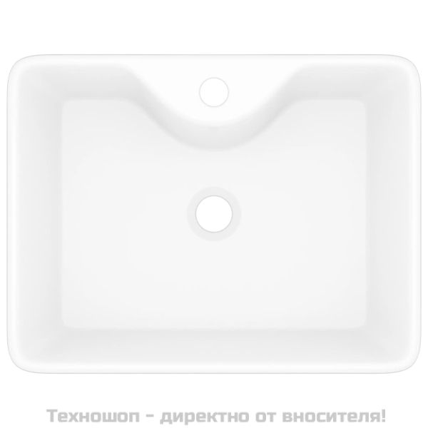 Керамична мивка с отвор за смесител, бяла, квадратна