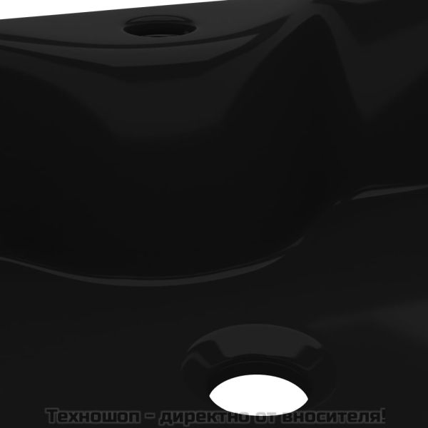 Керамична мивка с отвор за смесител, черна, квадратна