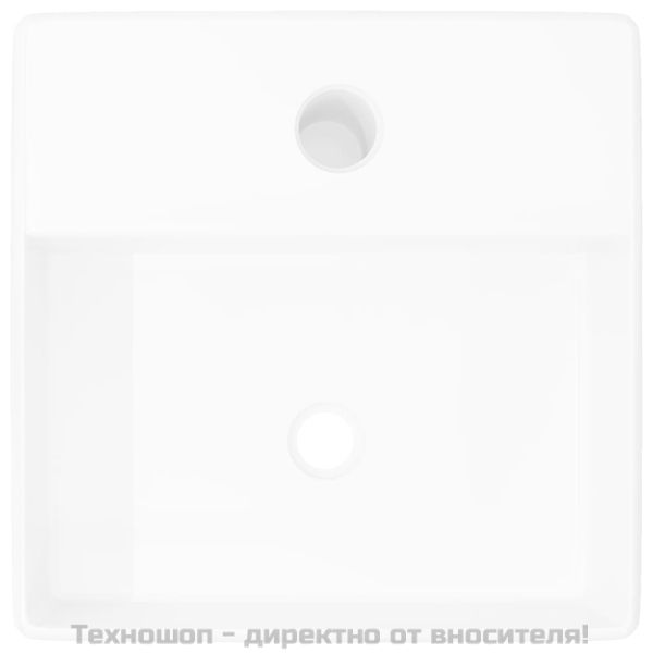 Керамична мивка с отвор за смесител, бяла, квадратна