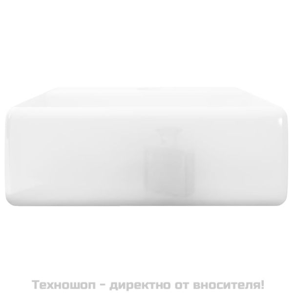 Керамична мивка с отвор за смесител, бяла, квадратна