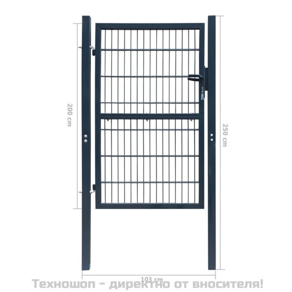 Порта за ограда, стомана, 100x200 см, антрацит