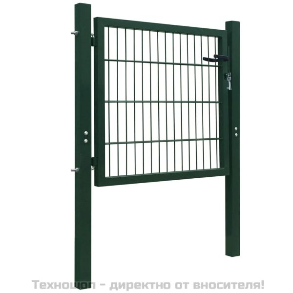 Порта за ограда, стомана, зелена, 100x100 см