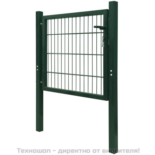 Порта за ограда, стомана, зелена, 100x100 см