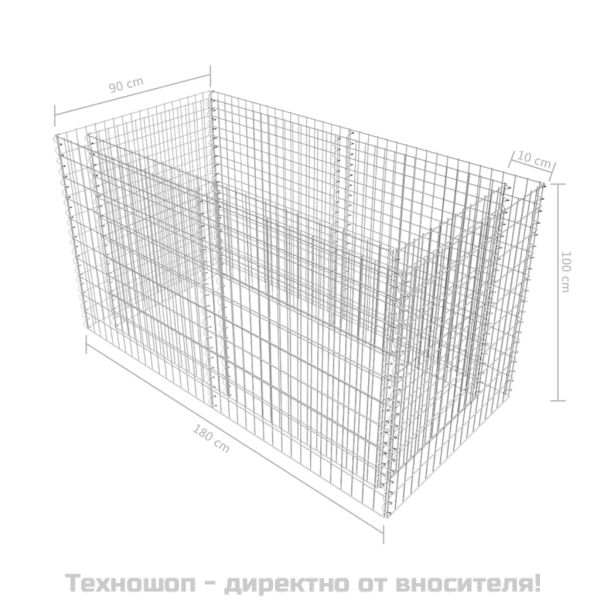 Габион повдигната леха, стомана, 180x90x100 см, сребрист
