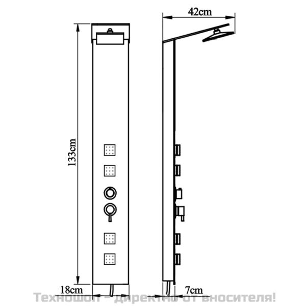 Система душ панел, кафяво стъкло