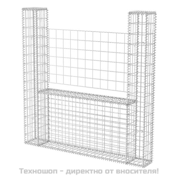 Габион кошница, U-форма, поцинкована стомана, 160x20x150 cм