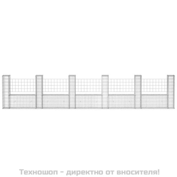 Габион кошница, U-форма, поцинкована стомана, 570x20x100 cм