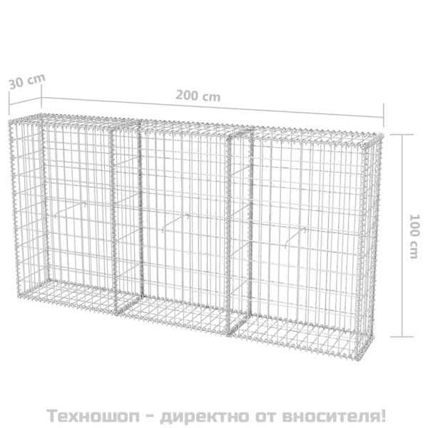 Габионна кошница, поцинкована стомана, 200x30x100 см