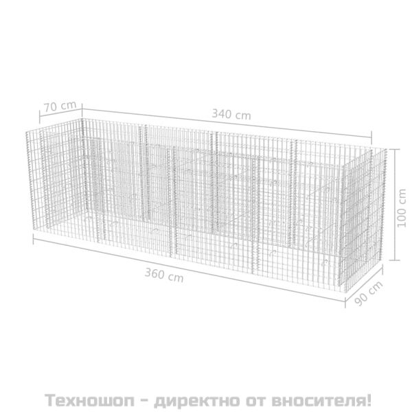 Габион повдигната леха, стомана, 360x90x100 см