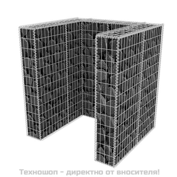 Габион ограда за подвижна кофа за смет, стомана, 110x100x120 cм