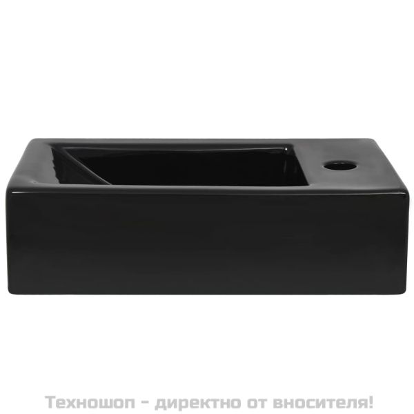 Правоъгълна мивка с отвор за смесител, черна, 46x25,5x12 см