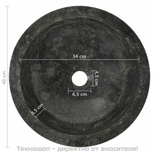 Мивка, 40x12 см, мрамор, черна