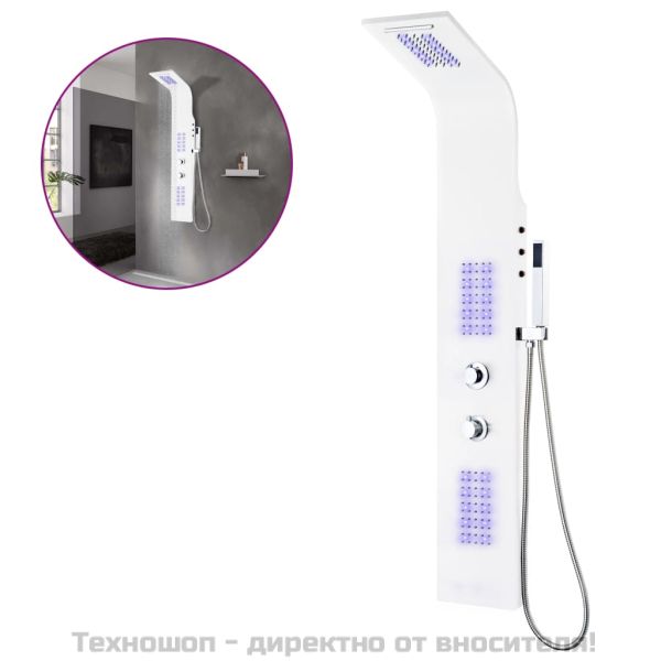 Душ панел, алуминий, 20x44x130 см, бял