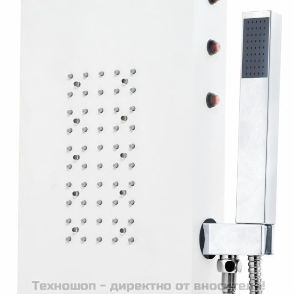 Душ панел, алуминий, 20x44x130 см, бял