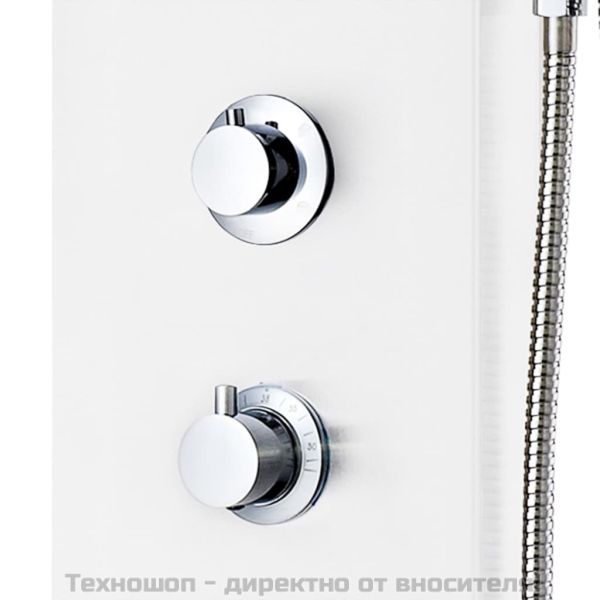 Душ панел, алуминий, 20x44x130 см, бял