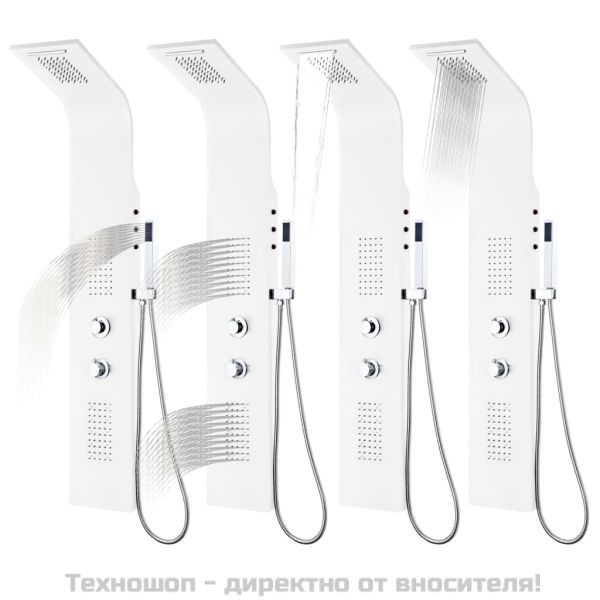 Душ панел, алуминий, 20x44x130 см, бял