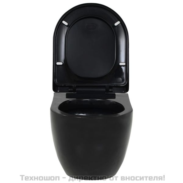 Окачена тоалетна чиния, керамична, черна