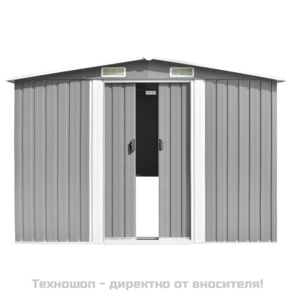 Градинска барака, 257x489x181 см, метал, сива