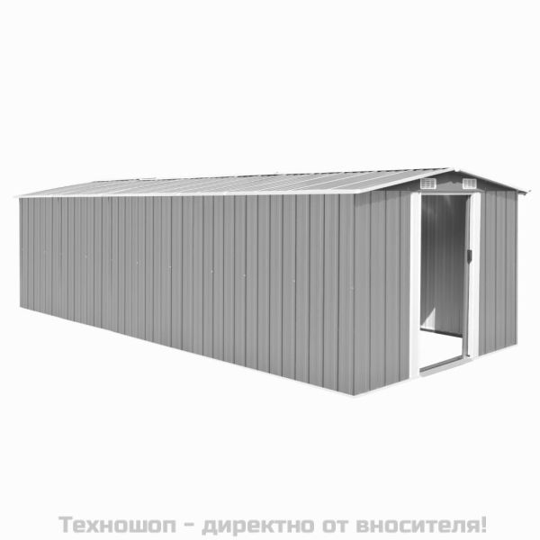 Градинска барака, 257x580x181 см, метал, сива