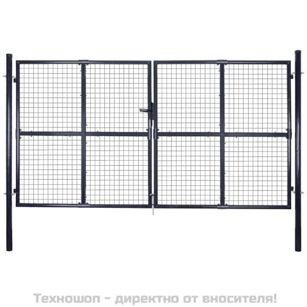 Градинска мрежеста порта, поцинкована стомана, 300x200 см, сива