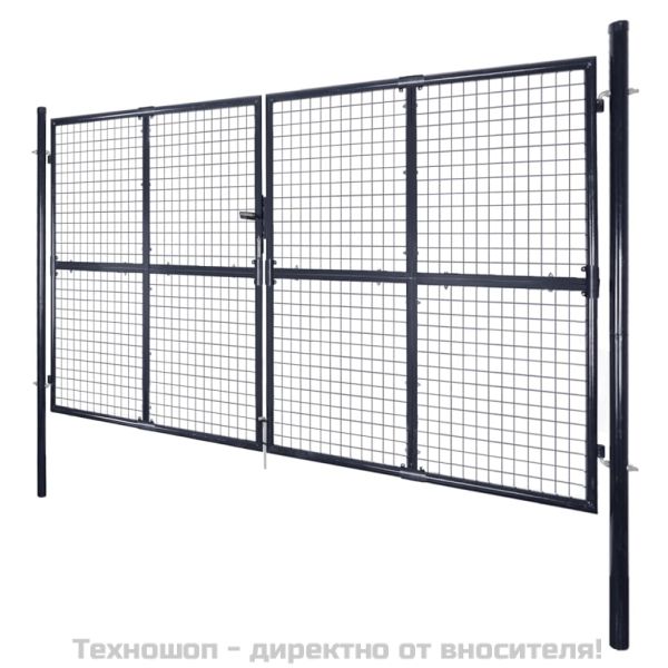 Градинска мрежеста порта, поцинкована стомана, 300x200 см, сива