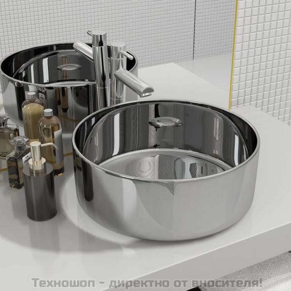 Мивка, 40x15 см, керамична, сребриста