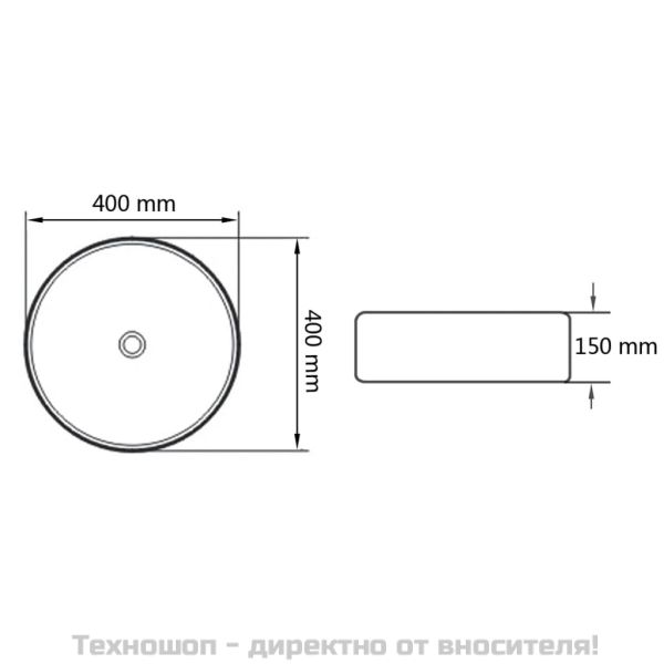 Мивка, 40x15 см, керамична, сребриста