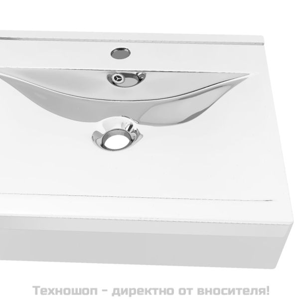 Мивка с преливник, 60x46x16 см, керамична, сребриста