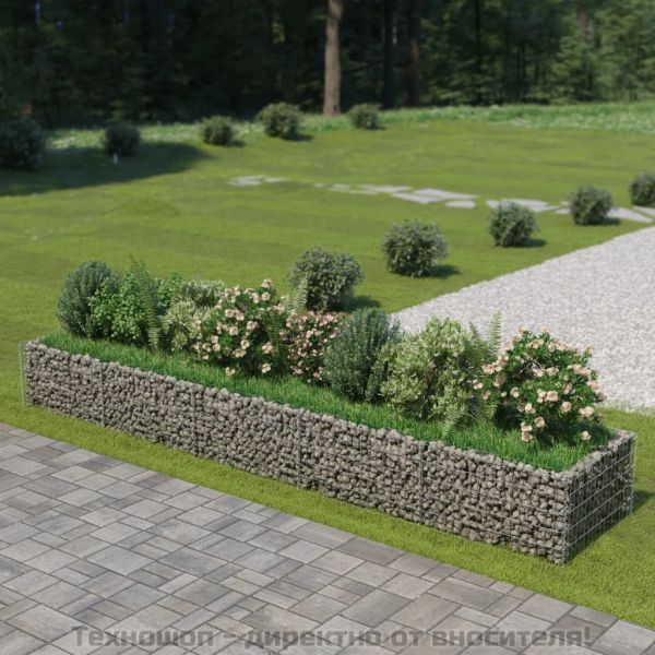 Габион повдигната леха, поцинкована стомана, 450x90x50 cм