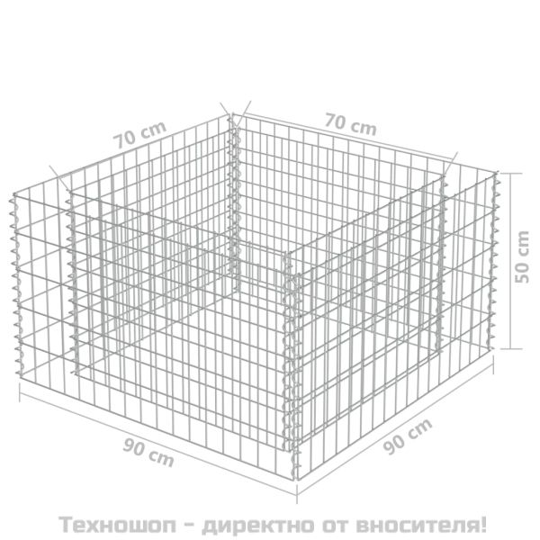 Габион повдигната леха, поцинкована стомана, 90x90x50 cм
