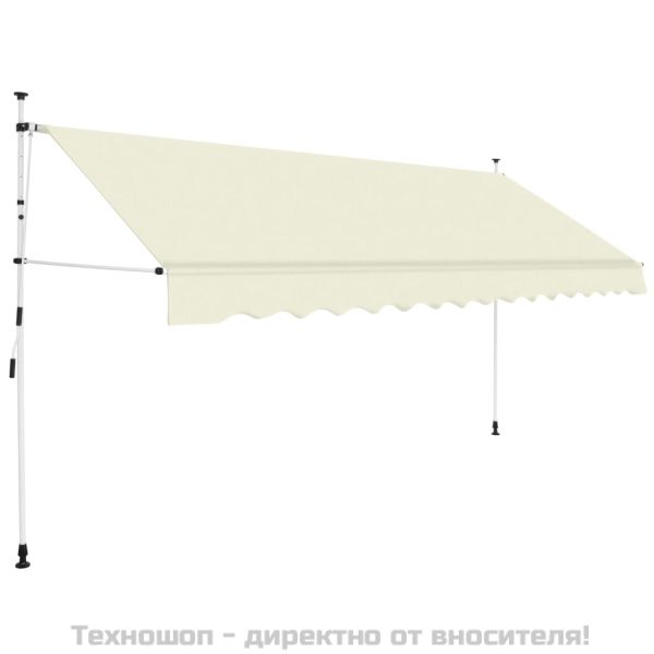 Ръчно прибиращ се сенник, 400 см, кремав