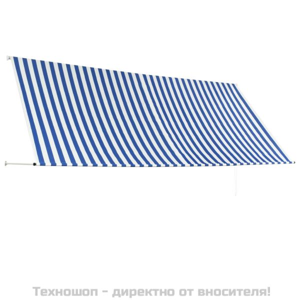 Сенник с падащо рамо, 350х150 см, синьо и бяло