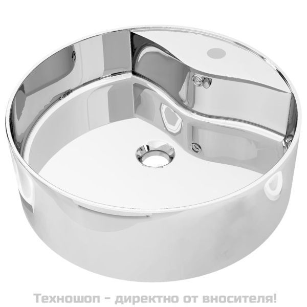 Мивка с преливник, 46,5x15,5 см, керамична, сребриста