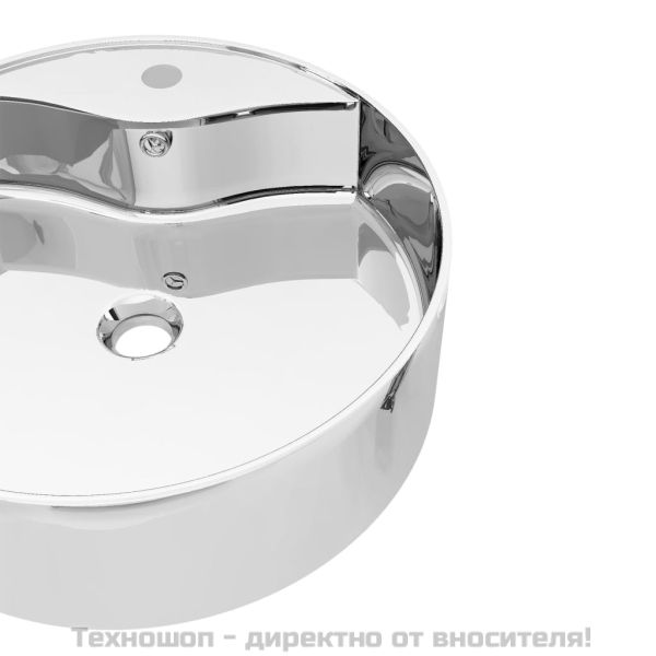 Мивка с преливник, 46,5x15,5 см, керамична, сребриста