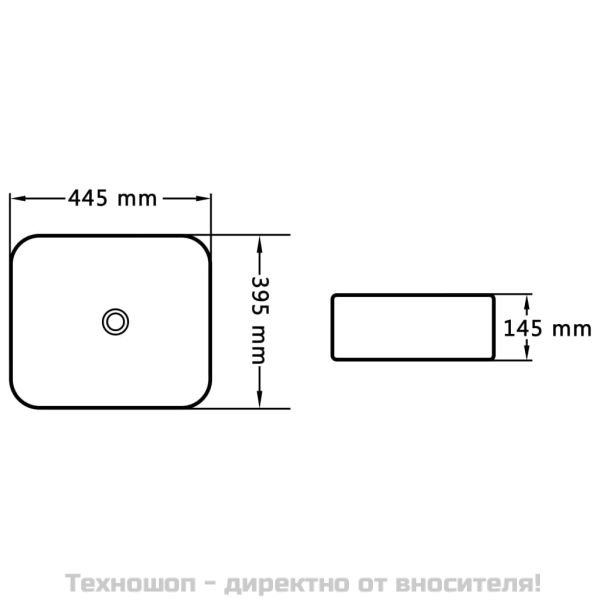 Мивка, 44,5x39,5x14,5 см, керамична, черна