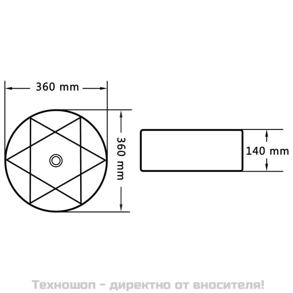 Мивка, 36x14 см, керамична, черна