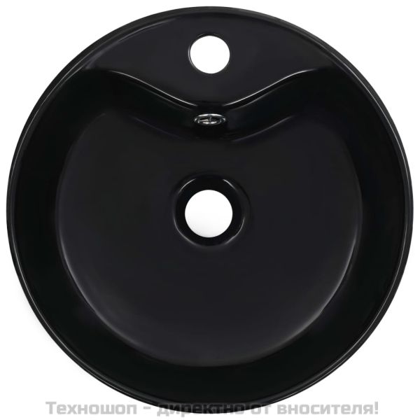 Мивка с преливник, 36x13 см, керамична, черна