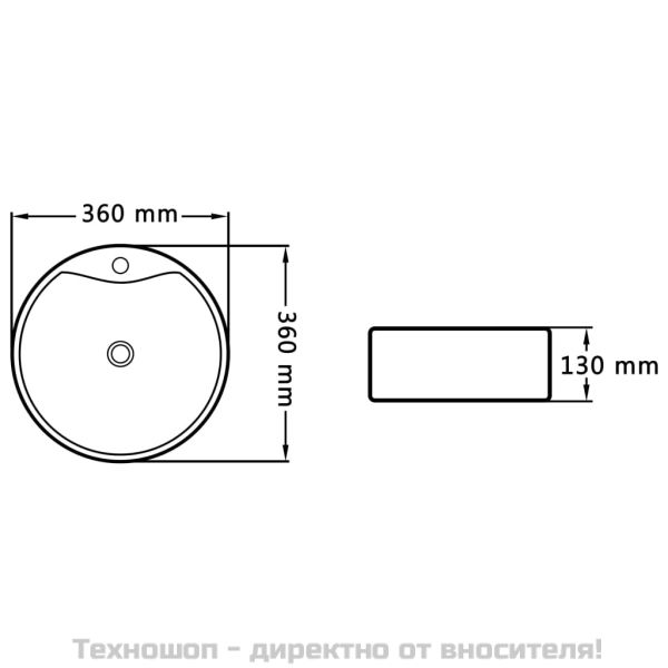 Мивка с преливник, 36x13 см, керамична, черна