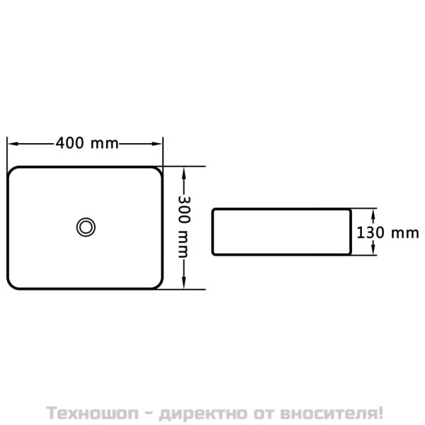 Мивка, 40x30x13 см, керамична, черна